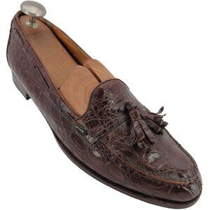 Polo Ralph Lauren Exotic Brown Alligator Dress Shoes Men 11 Tassel Loafers Italy